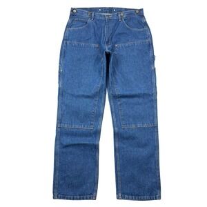 Key Workwear Men 36x33 Double Knee Front Logger Carpenter Jeans Blue Denim